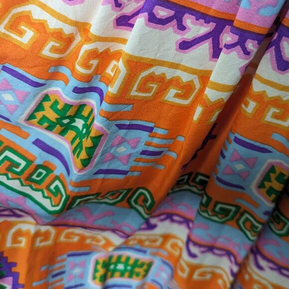 Vintage 60's 70's Empire Waist Maxi Dress Bold Graphic Print Chiffon Top - Picture 6 of 10